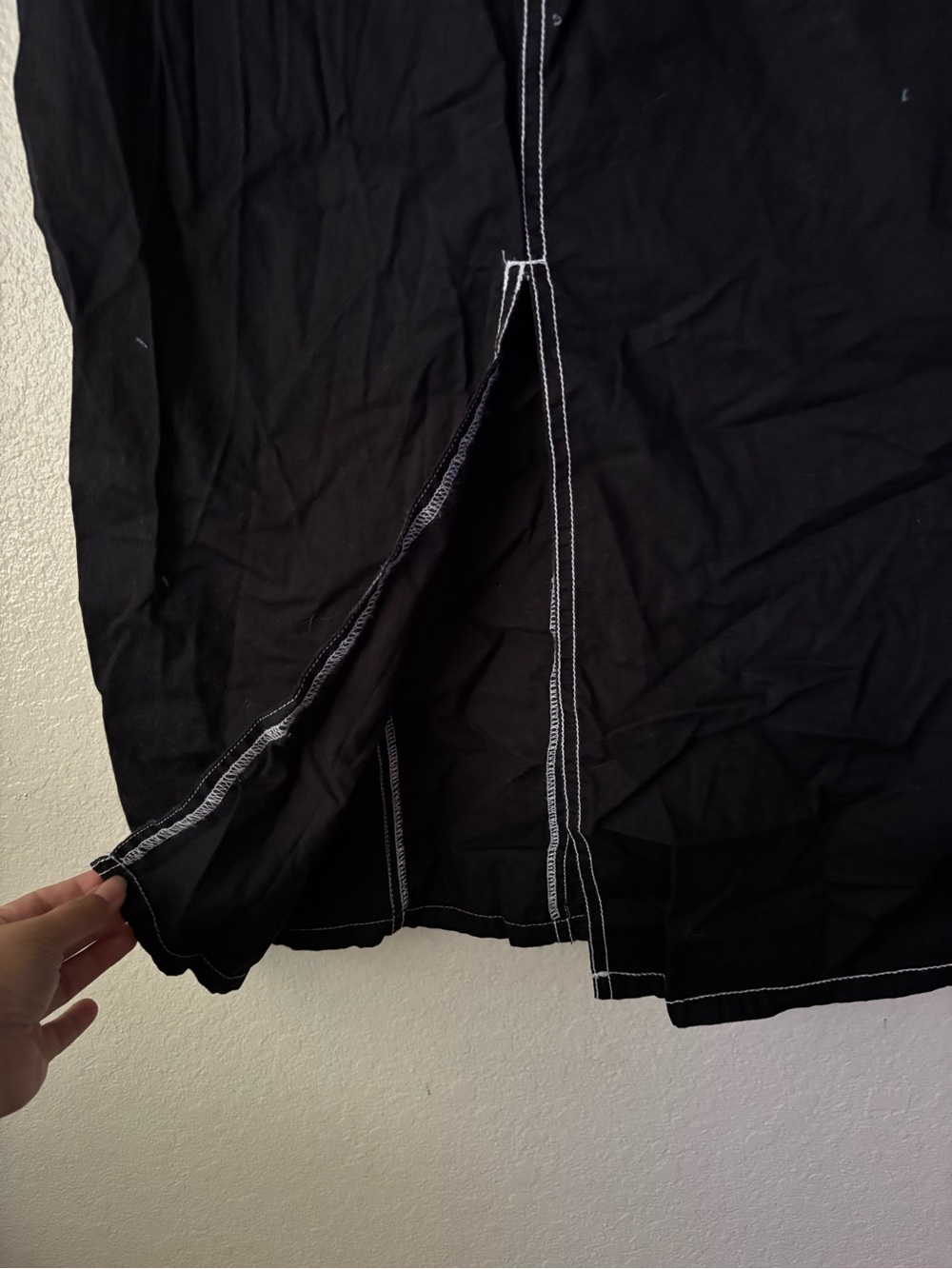 Forever 21 Black Maxi Skirt with White Contrast Stitching - Picture 3 of 5